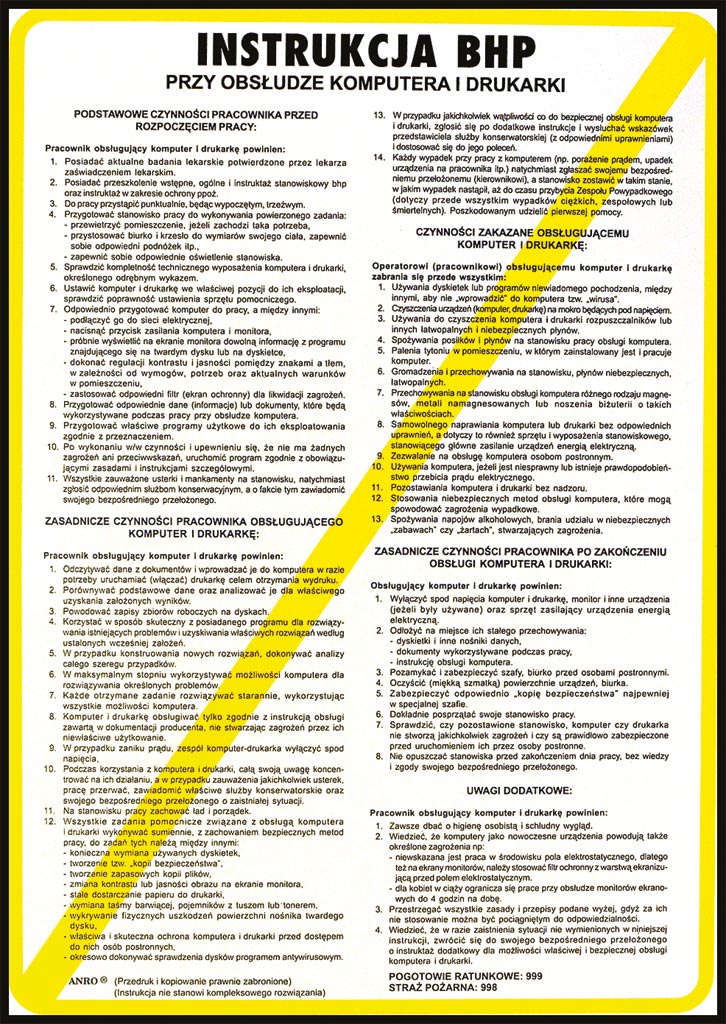 ZNAK BEZPIECZEŃSTWA -  250x350 mm