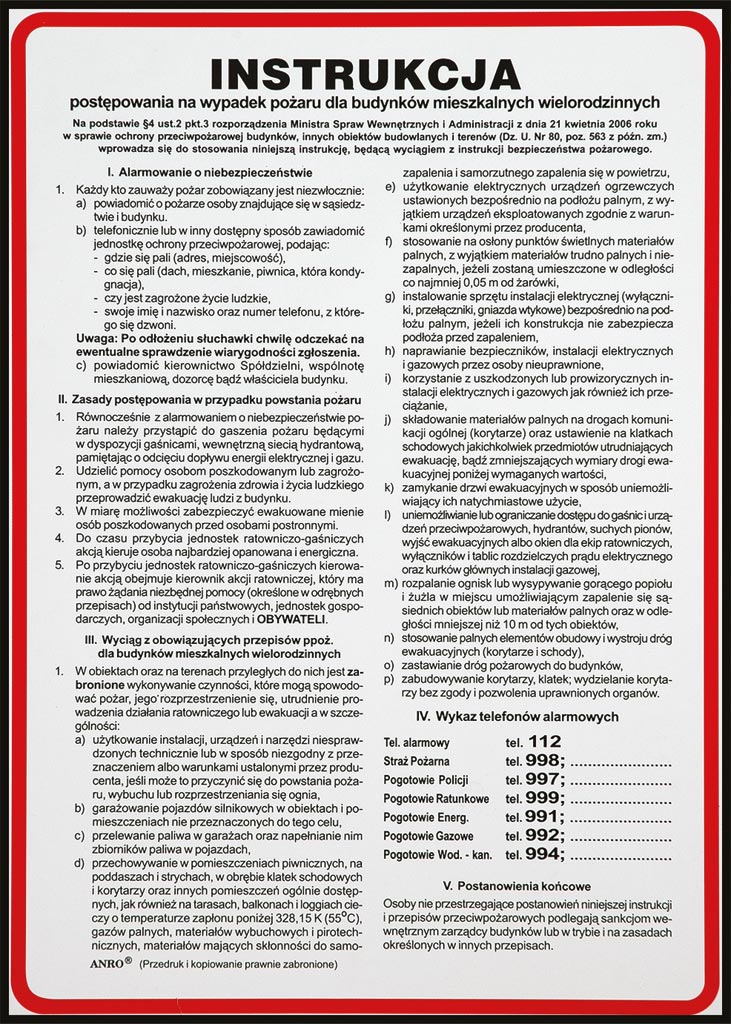 ZNAK BEZPIECZEŃSTWA -  250x350 mm