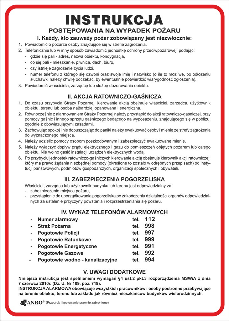 ZNAK BEZPIECZEŃSTWA -  250x350 mm