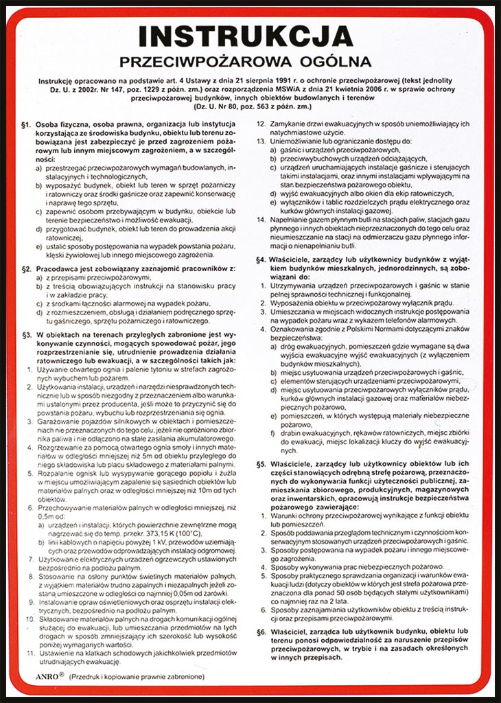 ZNAK BEZPIECZEŃSTWA -  250x350 mm