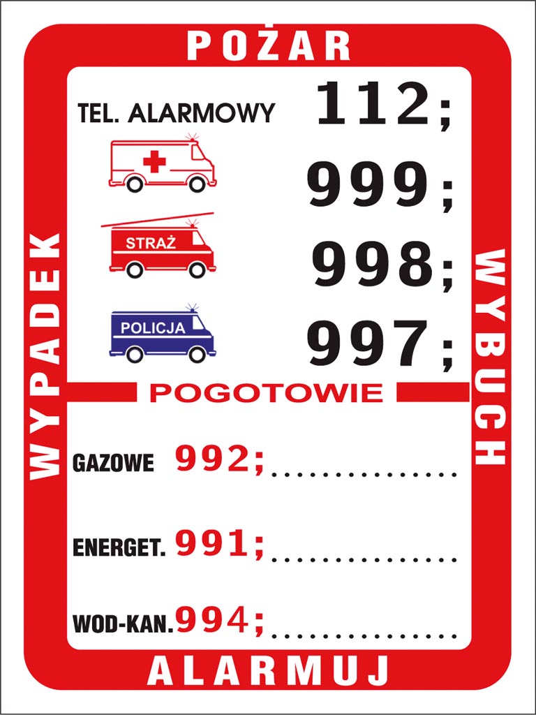 ZNAK BEZPIECZEŃSTWA -  86x120 mm