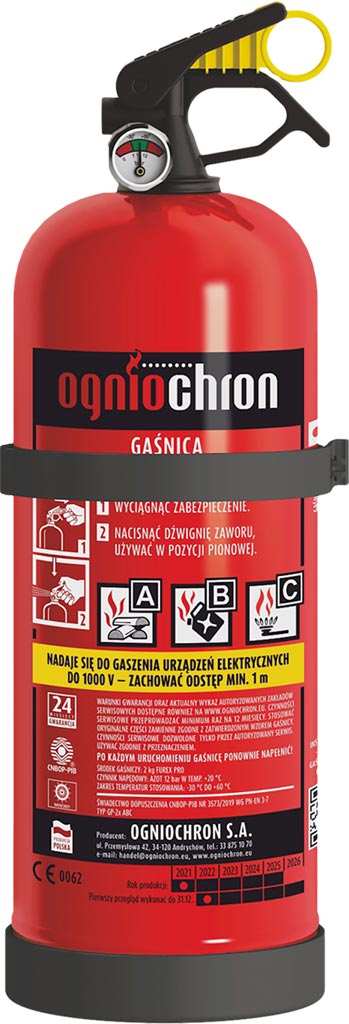 GAŚNICA PROSZKOWA 2 KG - CZERWONY 2 kg