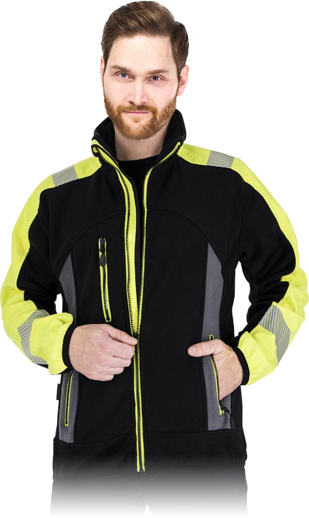 BLUZA OCHRONNA Z POLARU - CZARNO-ZÓŁTO-SZARY 2XL