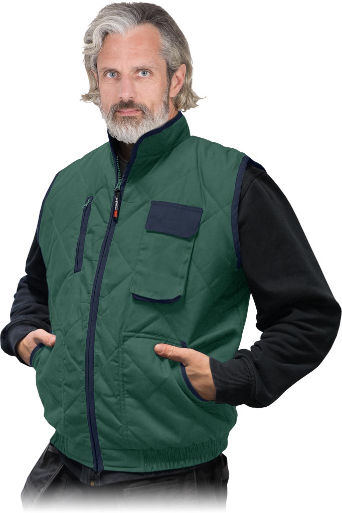 BEZRĘKAWNIK OCHRONNY OCIEPLANY - ZIELONO-GRANATOWY 3XL