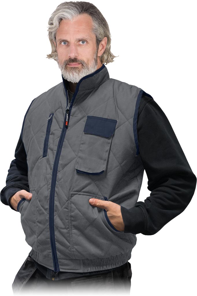 BEZRĘKAWNIK OCHRONNY OCIEPLANY - SZARO-GRANATOWY 2XL