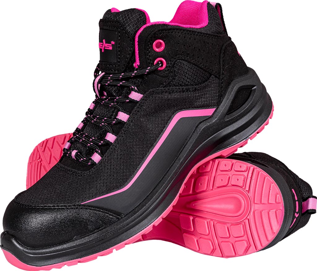BUTY BEZPIECZNE - CZARNO-RÓŻOWY 36
