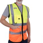KAMIZELKA OSTRZEGAWCZA - ŻÓŁTO-POMARAŃCZOWY 4XL