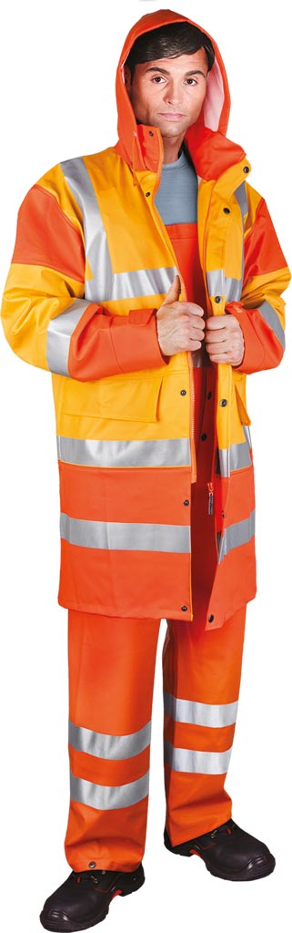 PŁASZCZ OCHRONNY PRZECIWDESZCZOWY - ŻÓŁTO-POMARAŃCZOWY 2XL