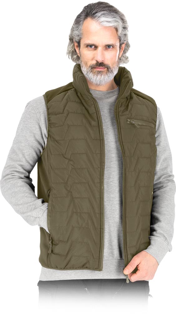 BEZRĘKAWNIK OCHRONNY OCIEPLANY - CIEMNOZIELONY 2XL