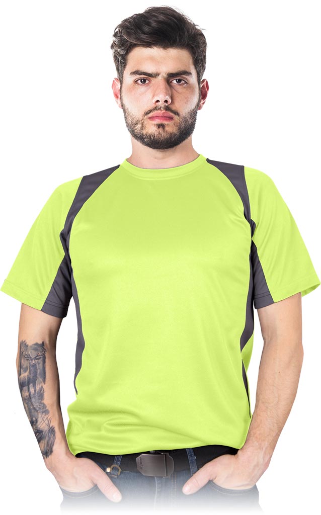 T-SHIRT MĘSKI - ŻÓŁTO-SZARY M