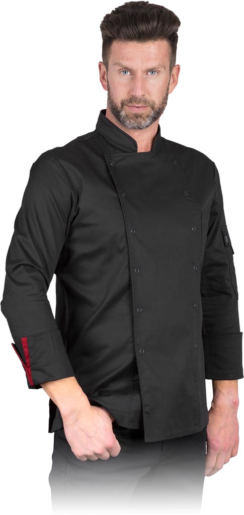 BLUZA KUCHARSKA OCHRONNA - CZARNO-CIEMNOCZERWONY XL