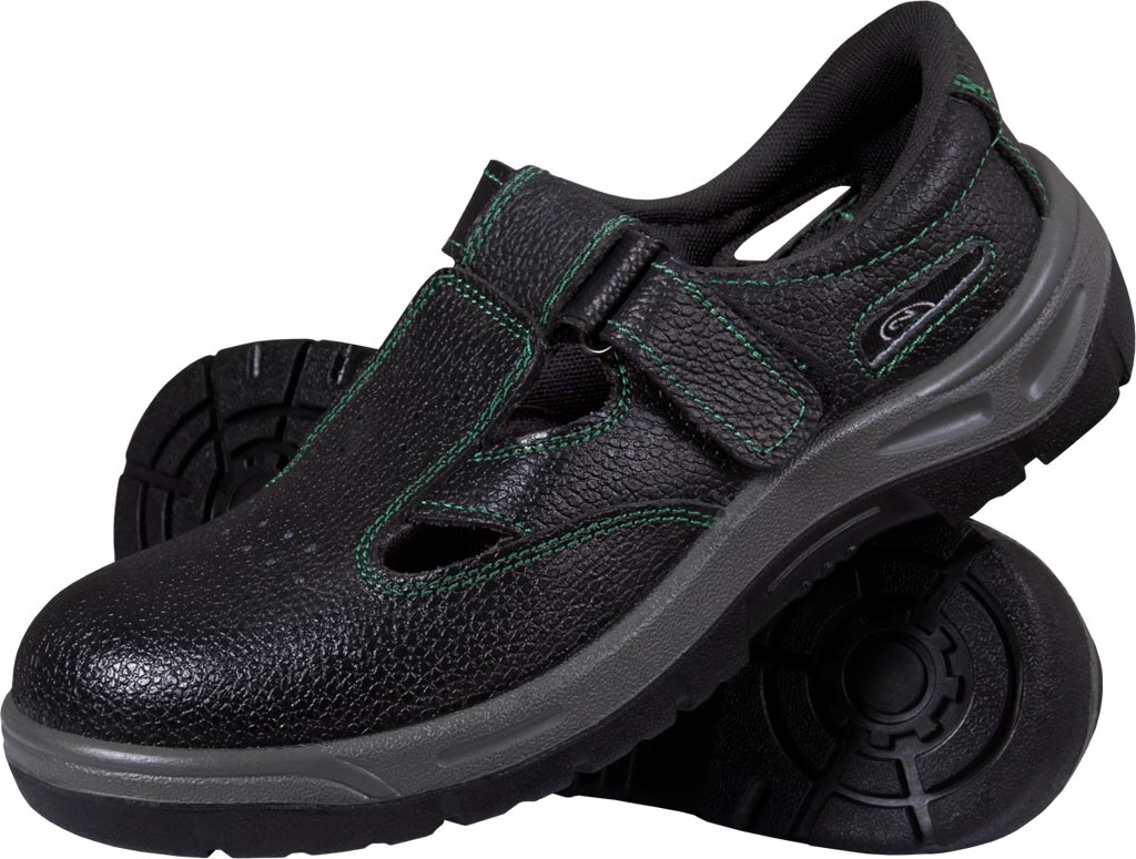 BUTY BEZPIECZNE - CZARNO-SZARO-ZIELONY 47