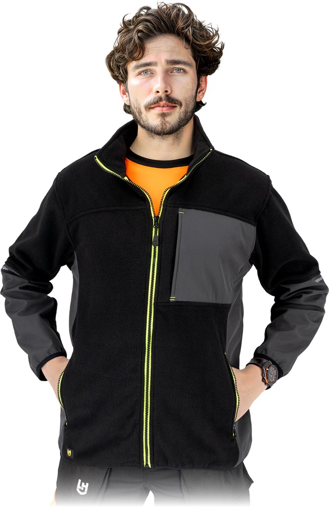 BLUZA OCHRONNA Z POLARU - CZARNO-ŻÓŁTY XL