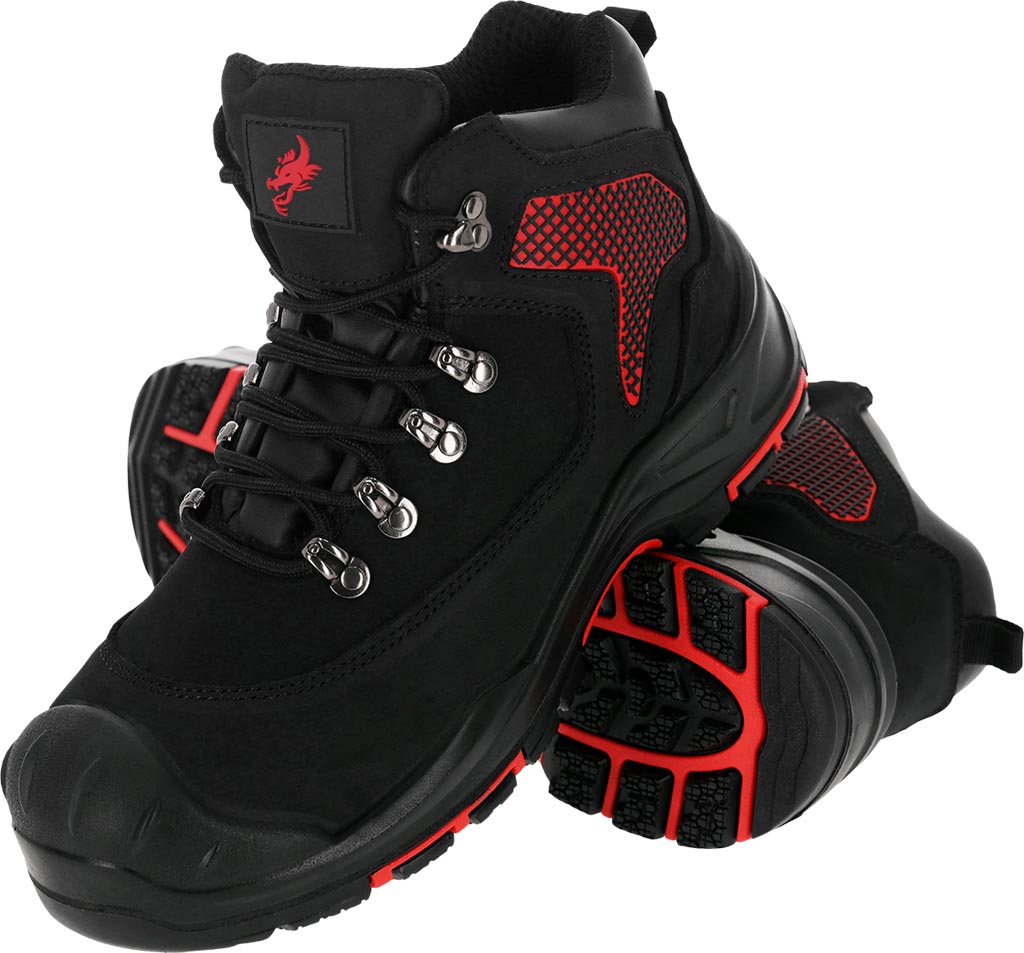 BUTY BEZPIECZNE - CZARNO-CZERWONY 46