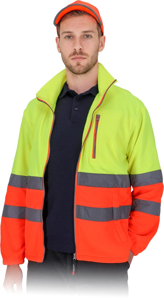 BLUZA OCHRONNA Z POLARU  - ŻÓŁTO-POMARAŃCZOWY XL