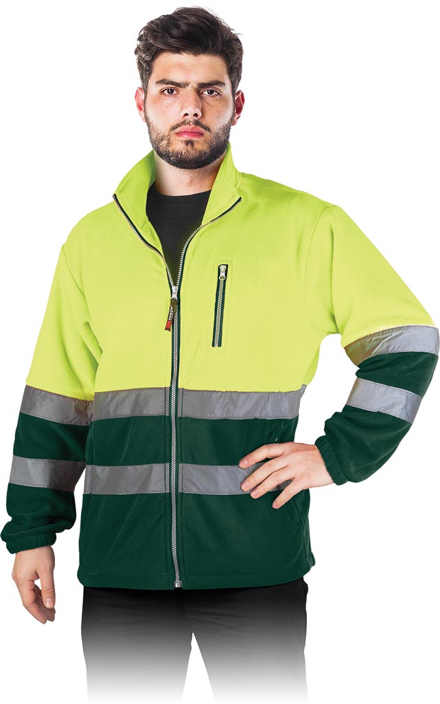 BLUZA OCHRONNA Z POLARU  - ŻÓŁTO-ZIELONY 3XL