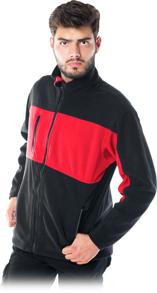 BLUZA OCHRONNA Z POLARU - CZERWONO-CZARNY M
