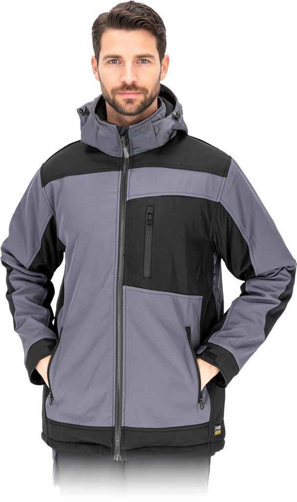 KURTKA OCHRONNA OCIEPLANA - SZARO-CZARNY 2XL