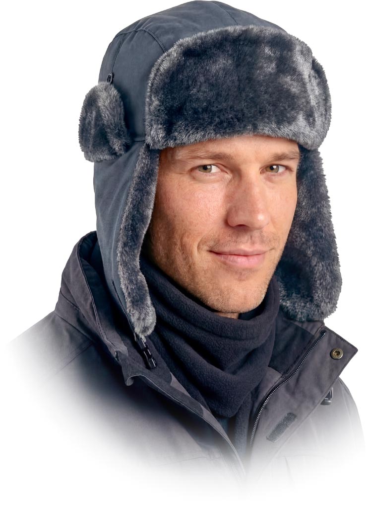 CZAPKA OCIEPLANA OCHRONNA - SZARY/STALOWY ONE SIZE