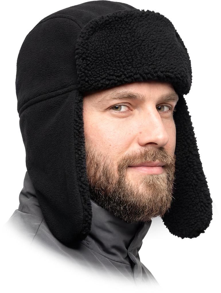 CZAPKA OCIEPLANA OCHRONNA - CZARNY ONE SIZE